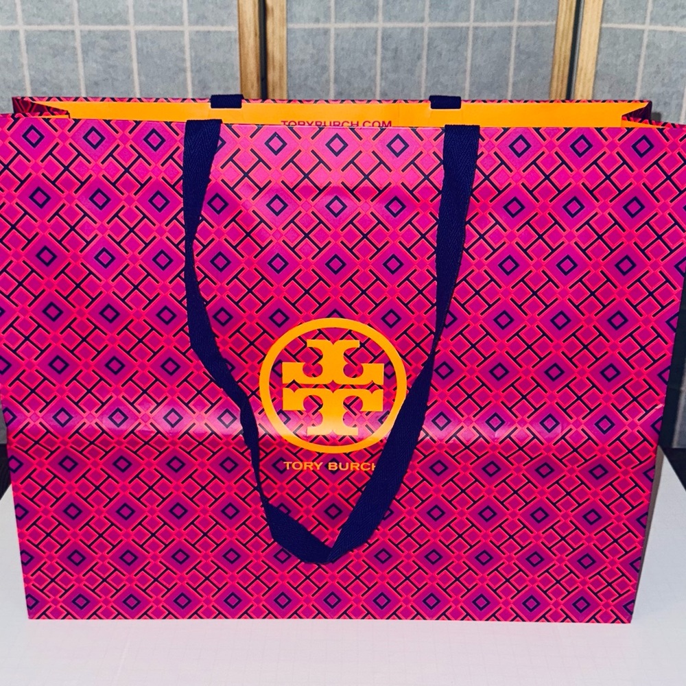 👛 Tory Burch Pink & Orange Geometric Shopping Bag